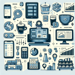 A graphic illustrating the key features of Toast POS, including order management, inventory tracking, and analytics, in a clear, informative layout fo